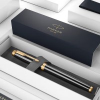 派克（PARKER）宝珠笔 圆珠笔 签字笔 商务送礼 男女生日礼物 学生练字书法文具套装 IM丽雅黑金夹宝珠笔
